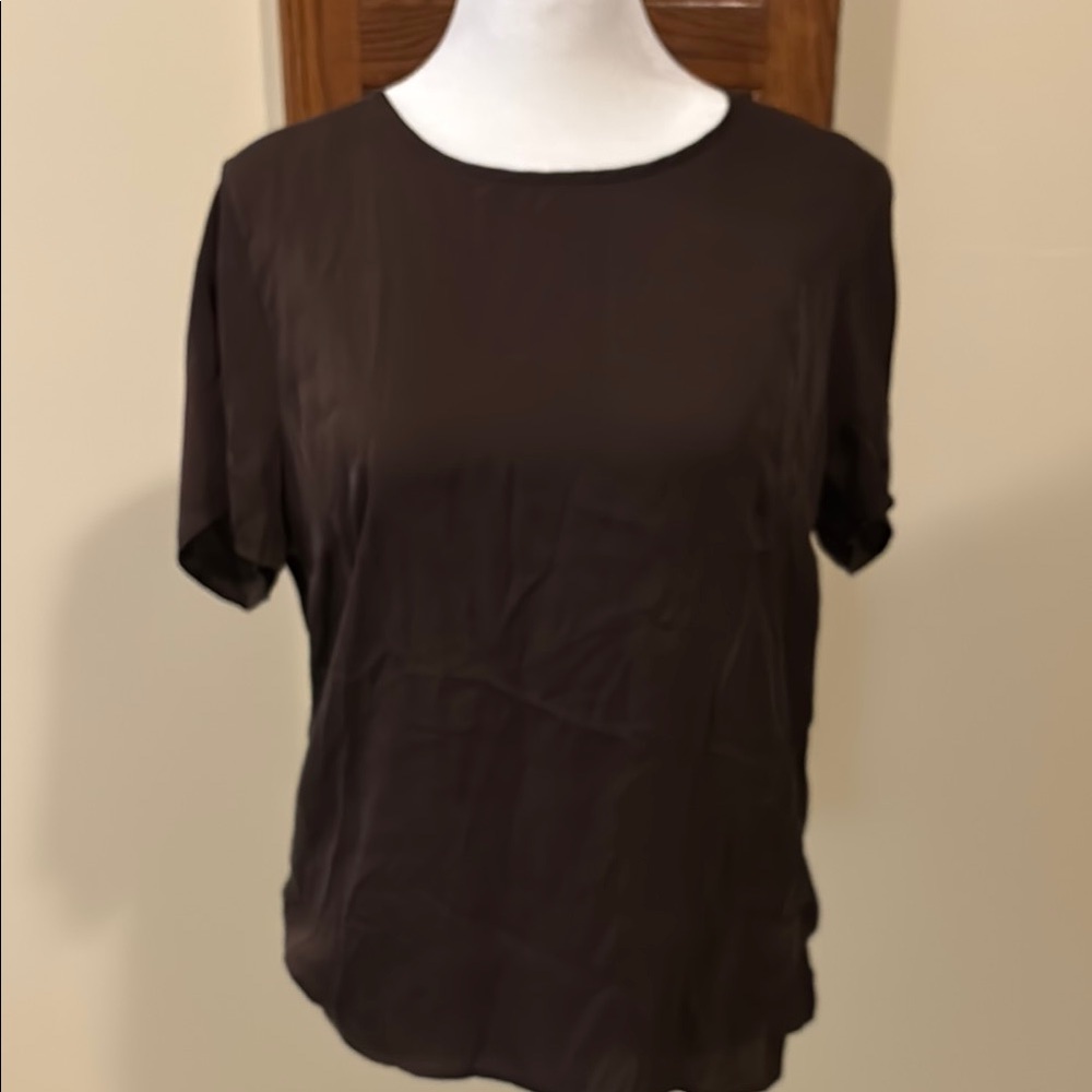 Quince Deep Brown Silk Blouse - Medium